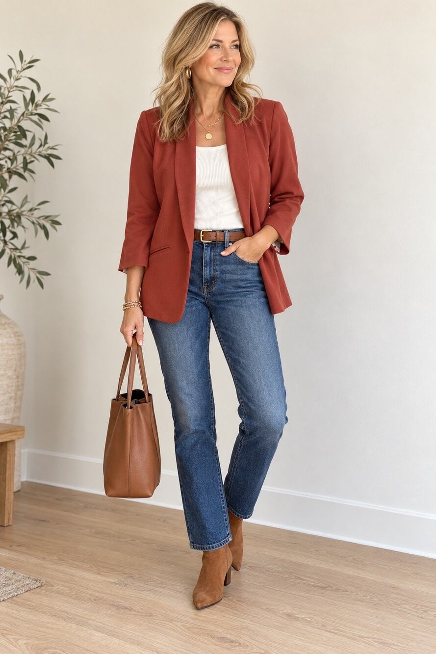 Skies Are Blue Terracota Blazer with Floral Lining L